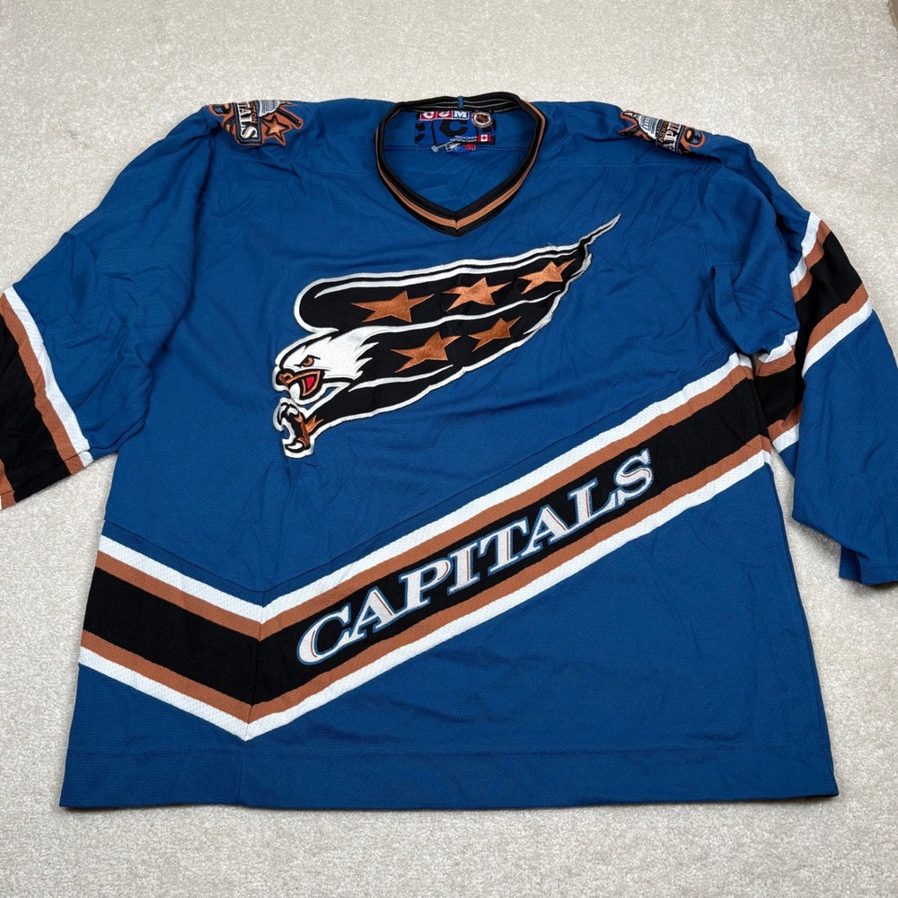 Vintage CCM Washington Capitals Screaming Eagle NHL Hockey Jersey Blue Mens XL